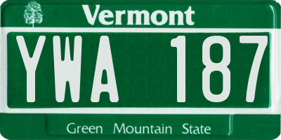 VT license plate YWA187