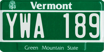 VT license plate YWA189