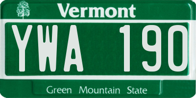 VT license plate YWA190