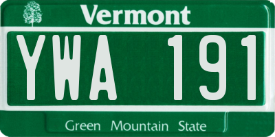 VT license plate YWA191