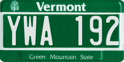 VT license plate YWA192