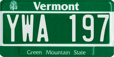 VT license plate YWA197