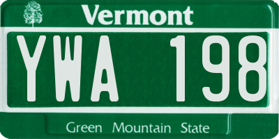 VT license plate YWA198