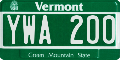 VT license plate YWA200