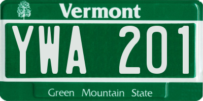 VT license plate YWA201
