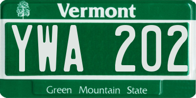 VT license plate YWA202