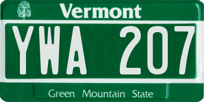 VT license plate YWA207