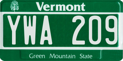 VT license plate YWA209