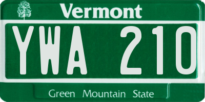 VT license plate YWA210