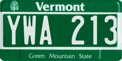 VT license plate YWA213