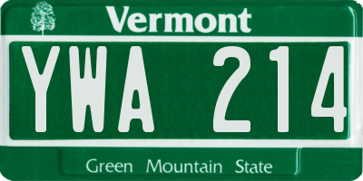 VT license plate YWA214