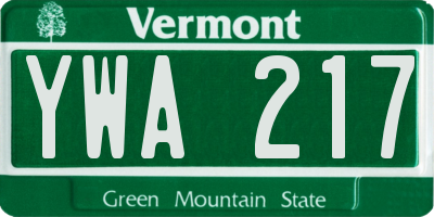 VT license plate YWA217