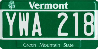 VT license plate YWA218