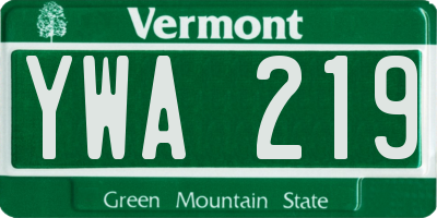 VT license plate YWA219