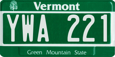 VT license plate YWA221