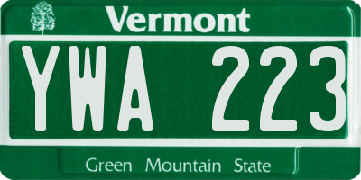 VT license plate YWA223