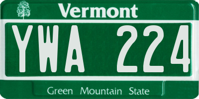 VT license plate YWA224