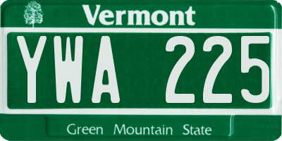 VT license plate YWA225