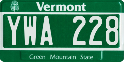 VT license plate YWA228