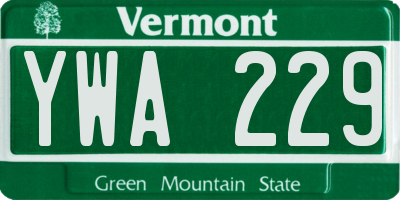 VT license plate YWA229