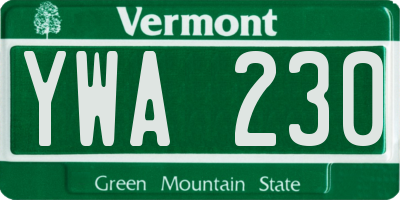 VT license plate YWA230
