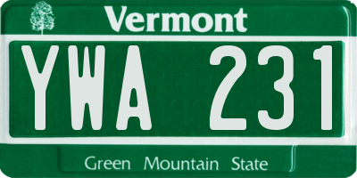 VT license plate YWA231