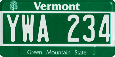 VT license plate YWA234