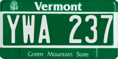 VT license plate YWA237