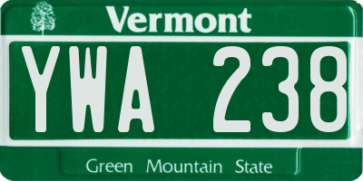 VT license plate YWA238