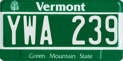 VT license plate YWA239