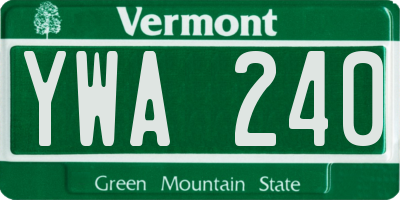 VT license plate YWA240