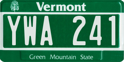 VT license plate YWA241