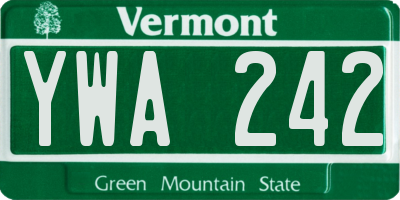 VT license plate YWA242