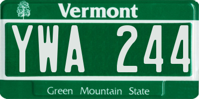 VT license plate YWA244