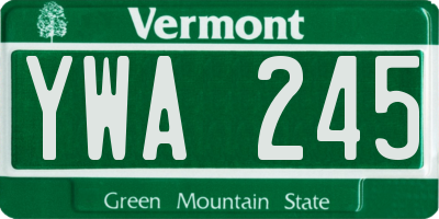 VT license plate YWA245