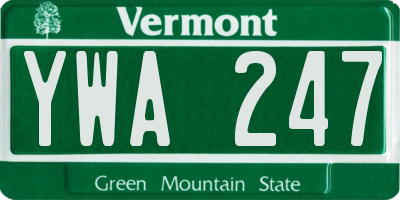 VT license plate YWA247