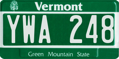 VT license plate YWA248