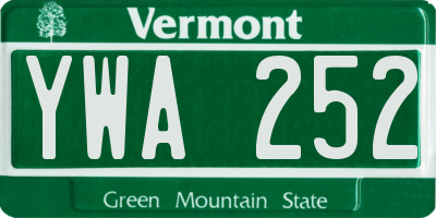 VT license plate YWA252