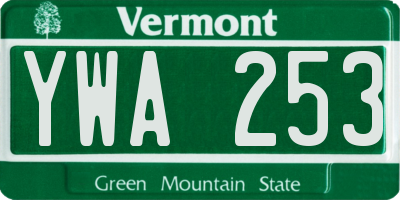 VT license plate YWA253