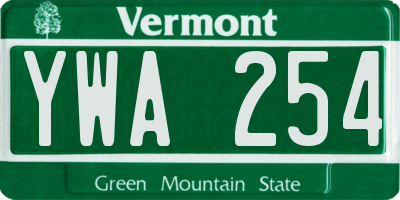 VT license plate YWA254