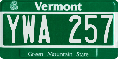 VT license plate YWA257