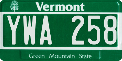 VT license plate YWA258