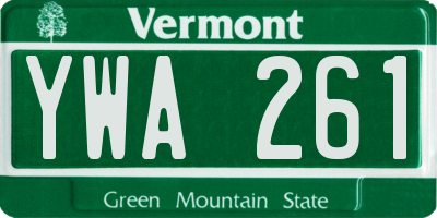 VT license plate YWA261