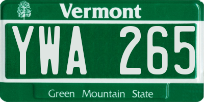 VT license plate YWA265