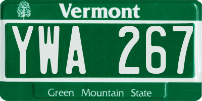 VT license plate YWA267
