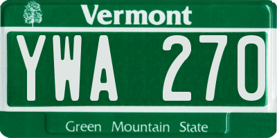 VT license plate YWA270