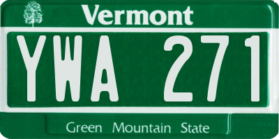 VT license plate YWA271
