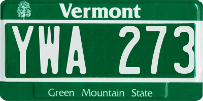 VT license plate YWA273