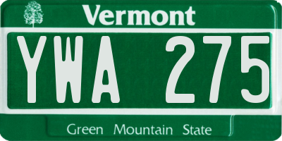 VT license plate YWA275