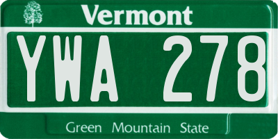 VT license plate YWA278